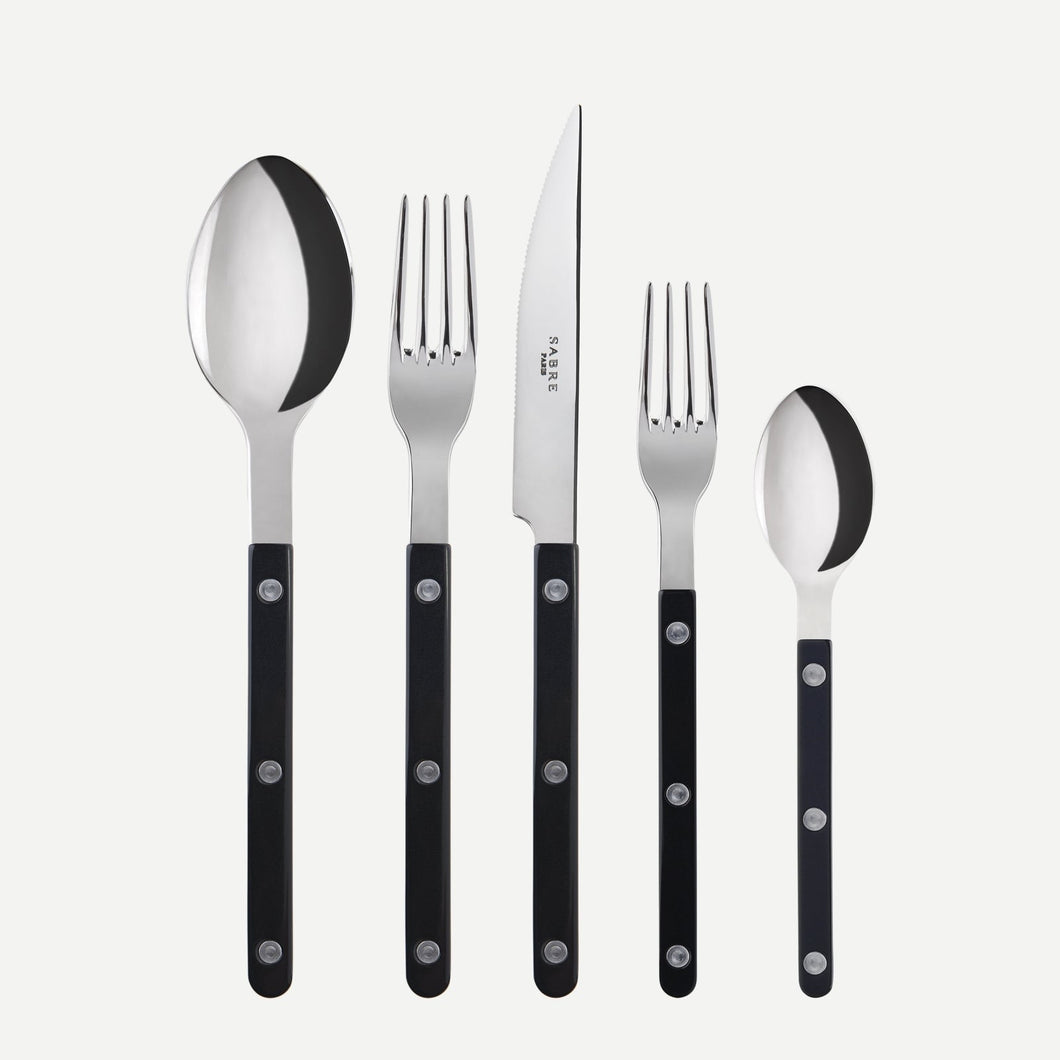 Bistrot, Solid Black Sabre Flatware Set of 20 