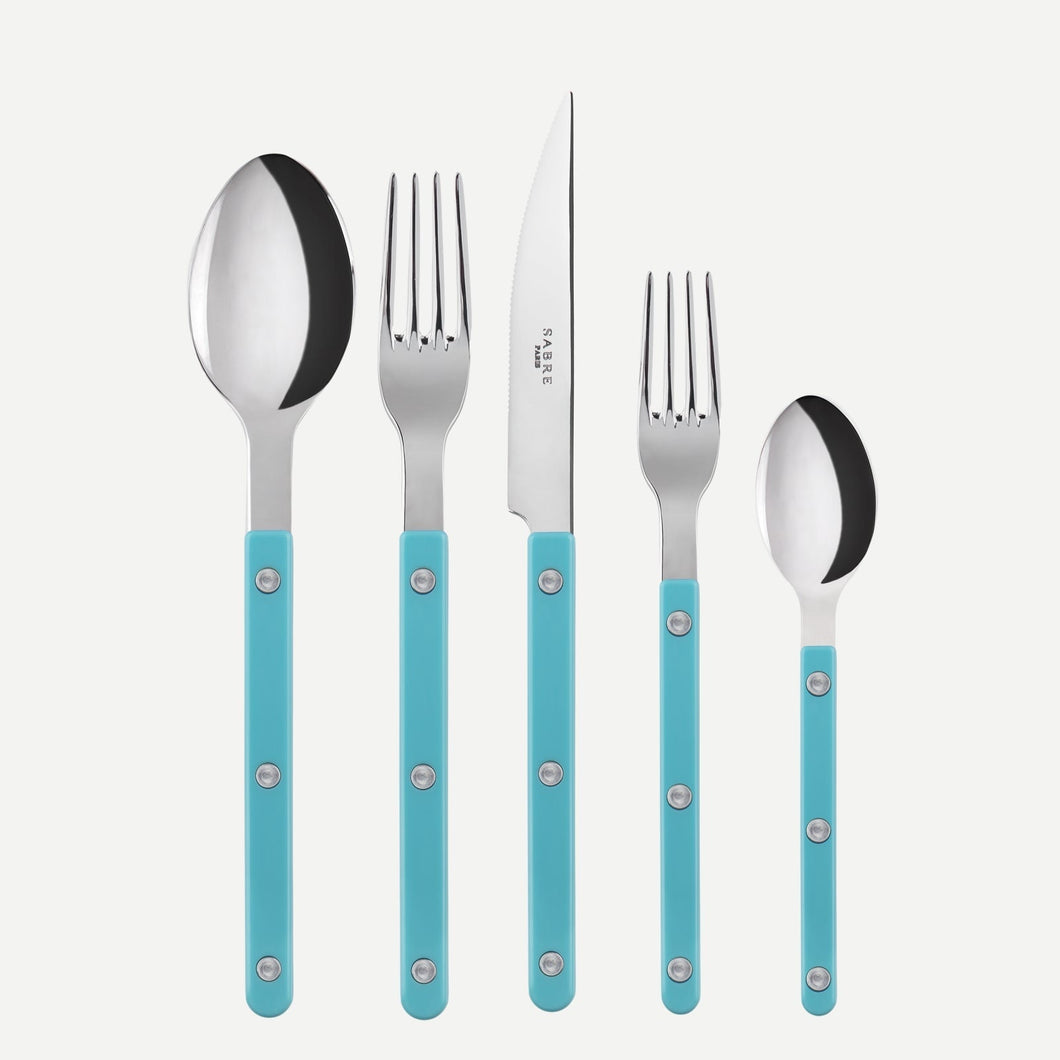 Bistrot, Solid Turquoise Sabre Flatware Set of 20 