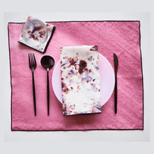 Load image into Gallery viewer, Rose Sunbeam with Rose Stripe or Rose Marble Set Placemats Goldie Home Rose Sunbeam Placemats with Rose Marble Napkins 
