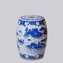 Load image into Gallery viewer, Willow Ware Blue and White Porcelain Garden Seat Stools Cobalt Guild 
