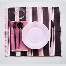 Load image into Gallery viewer, Rose Sunbeam with Rose Stripe or Rose Marble Set Placemats Goldie Home Rose Stripe Placemats with Rose Sunbeam Napkins 
