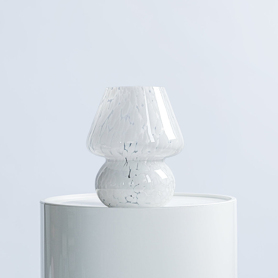 Glass Mushroom Table Lamp, Mini, White Confetti Table & Desk Lamps Humber 