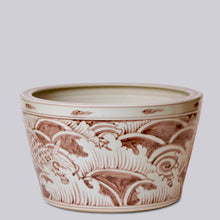 Load image into Gallery viewer, Red and White Porcelain River Fish Planter Indoor Planters &amp; Stands Cobalt Guild 
