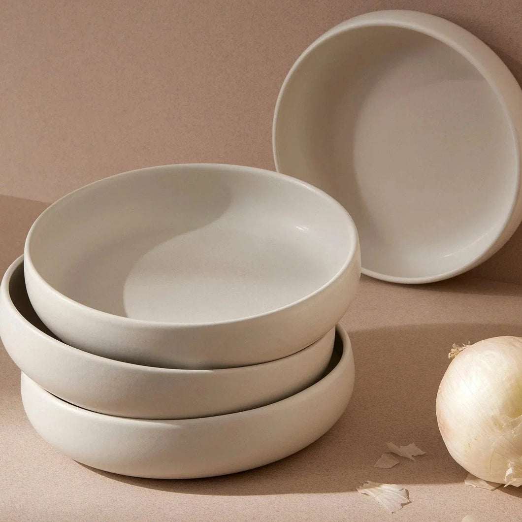 S/4 Tunisian Pasta Bowl - Matte White Bowls Powered by People 