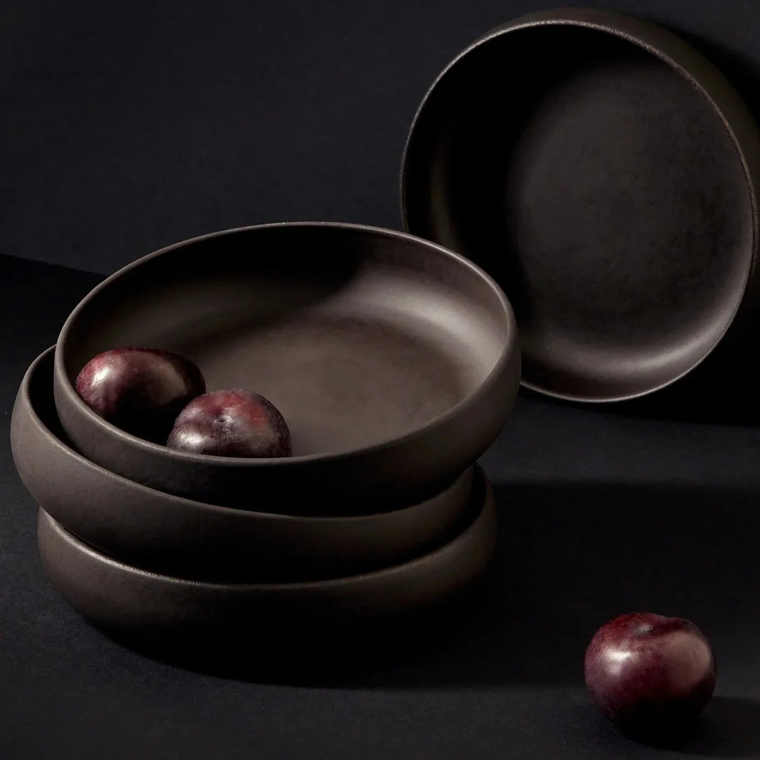 S/4 Tunisian Pasta Bowls - Matte Black Bowls Powered by People 