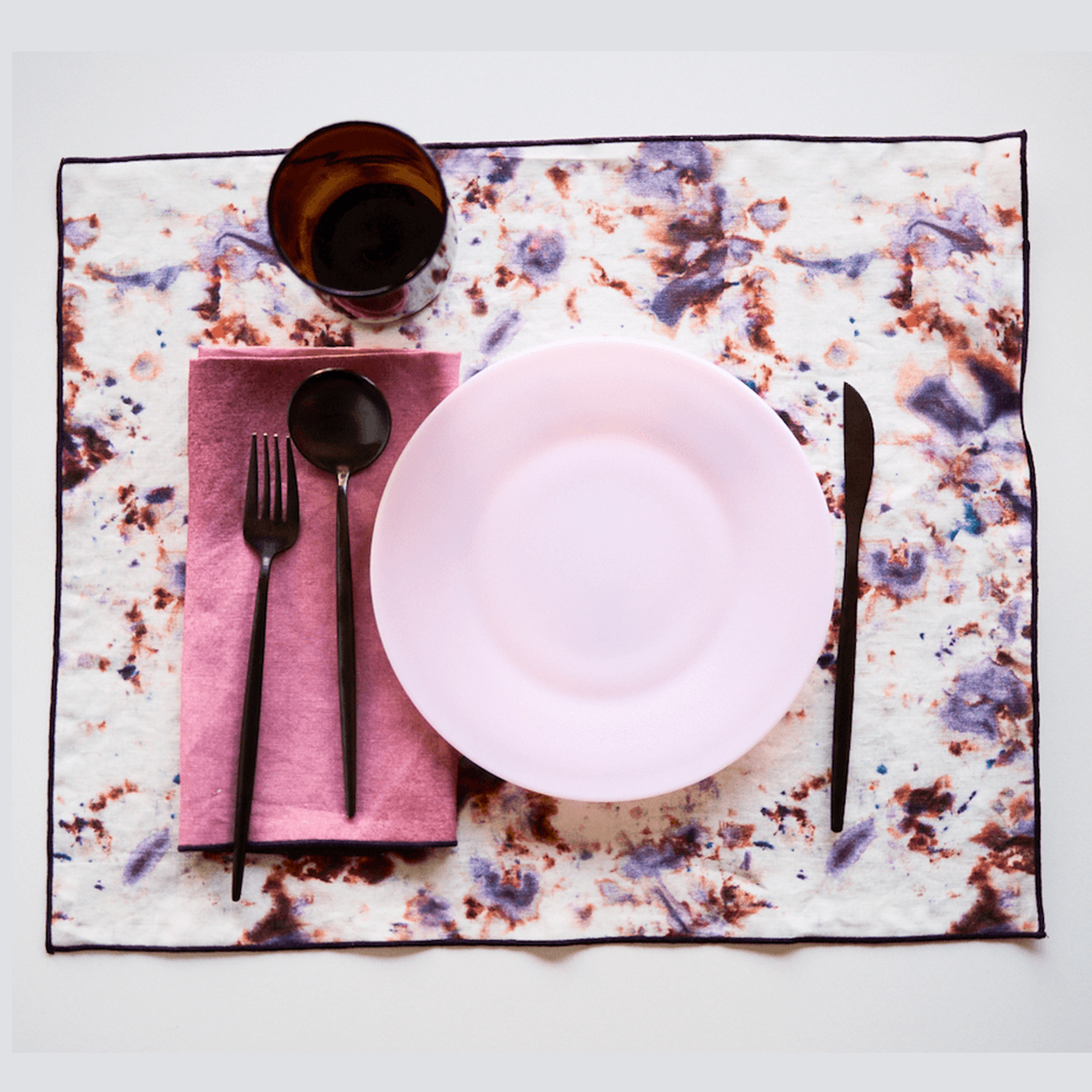 Rose Sunbeam with Rose Stripe or Rose Marble Placemat and Napkin