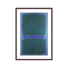 Load image into Gallery viewer, Untitled (BlueGreen, Blue on Blue Background) by Mark Rothko Artwork 1000Museums Dark Wood Frame 32x40 
