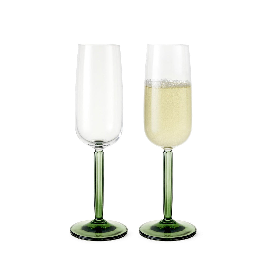 Hammershøi Champagne Glass, Set of 2 Wine Glasses Kähler Green 