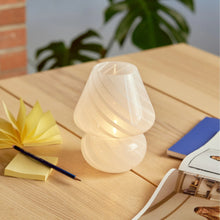 Load image into Gallery viewer, Portable Mini Close Top Glass Mushroom Lamp, White Portable Lamps Humber 
