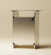 Load image into Gallery viewer, Foundation End Table w/ door Side Tables Bestcase Waxed Aluminum 
