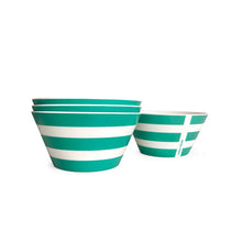 Load image into Gallery viewer, Green Stripe Cereal Bowls, Set of 4 Outdoor Tableware Xenia Taler 
