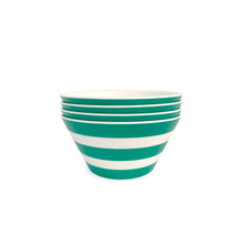 Load image into Gallery viewer, Green Stripe Cereal Bowls, Set of 4 Outdoor Tableware Xenia Taler 
