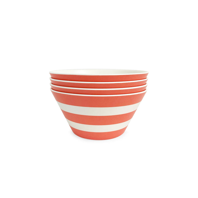 Red Stripe Cereal Bowls, Set of 4 Outdoor Tableware Xenia Taler 