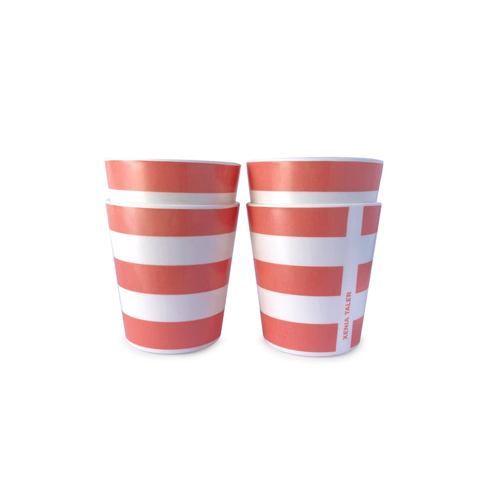 Red Stripe Cups, Set of 4 Outdoor Drinkware Xenia Taler 