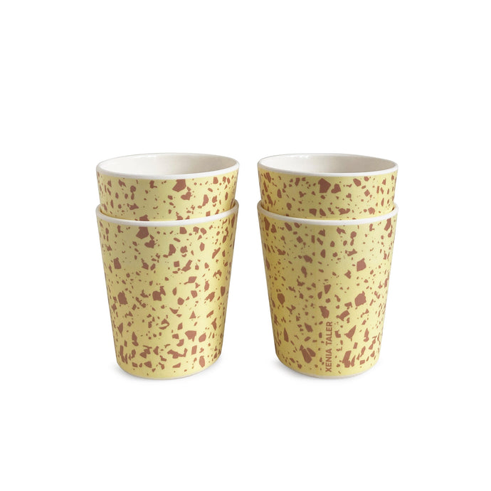 Yellow Terrazzo Cups, Set of 4 Outdoor Drinkware Xenia Taler 