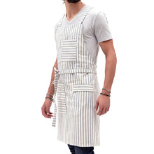 Load image into Gallery viewer, Striped Crossback Bib Apron Aprons Powered by People 
