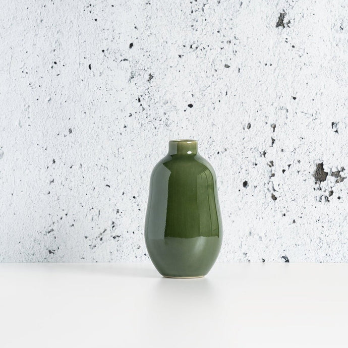 Stoneware Vase Vases Powered by People Glossy Green 