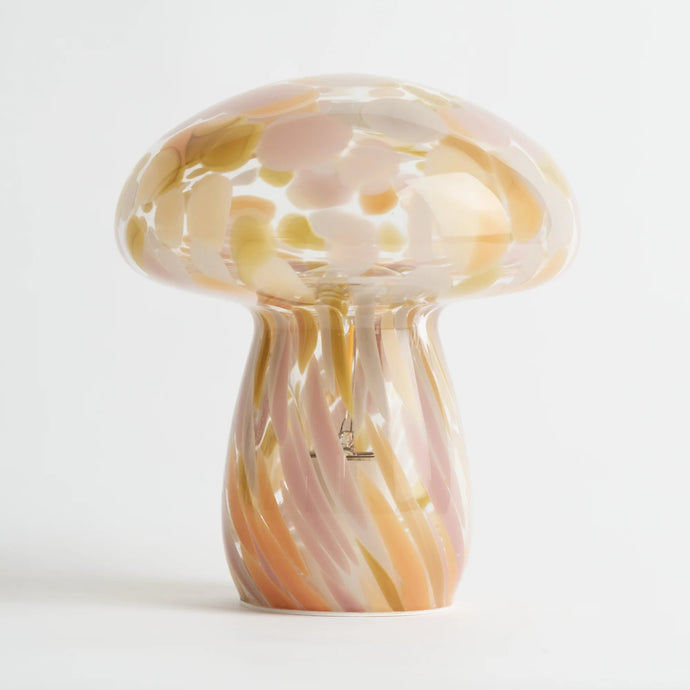 Portable Tall Open Top Glass Mushroom Lamp, Pink Moon Portable Lamps Humber 