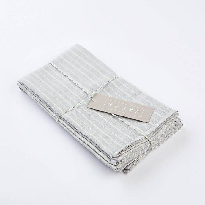 Grey Striped Cotton Napkin - Set Of 4 Napkins Powered by People 