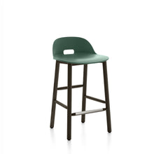 Load image into Gallery viewer, Alfi Counter Stool, Low Back Emeco Green Dark Stained Ash 
