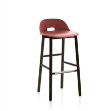 Load image into Gallery viewer, Alfi Barstool, Low Back Emeco Red Dark Stained Ash 
