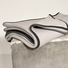 Load image into Gallery viewer, Fine Purl Knit Cashmere Throw in Moonstone with Dark &amp; Storm Gray Hangai Mountain Textiles 
