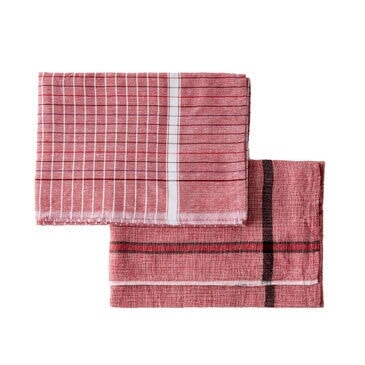 Found Towels with Crosshatch and Stripe, Set of 2 Sir|Madam 