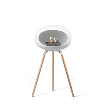 Load image into Gallery viewer, Bioethanol Fireplace Dome, White 42&quot;h Fireplace Le Feu Polished Steel Bowl Soaptreated Legs 
