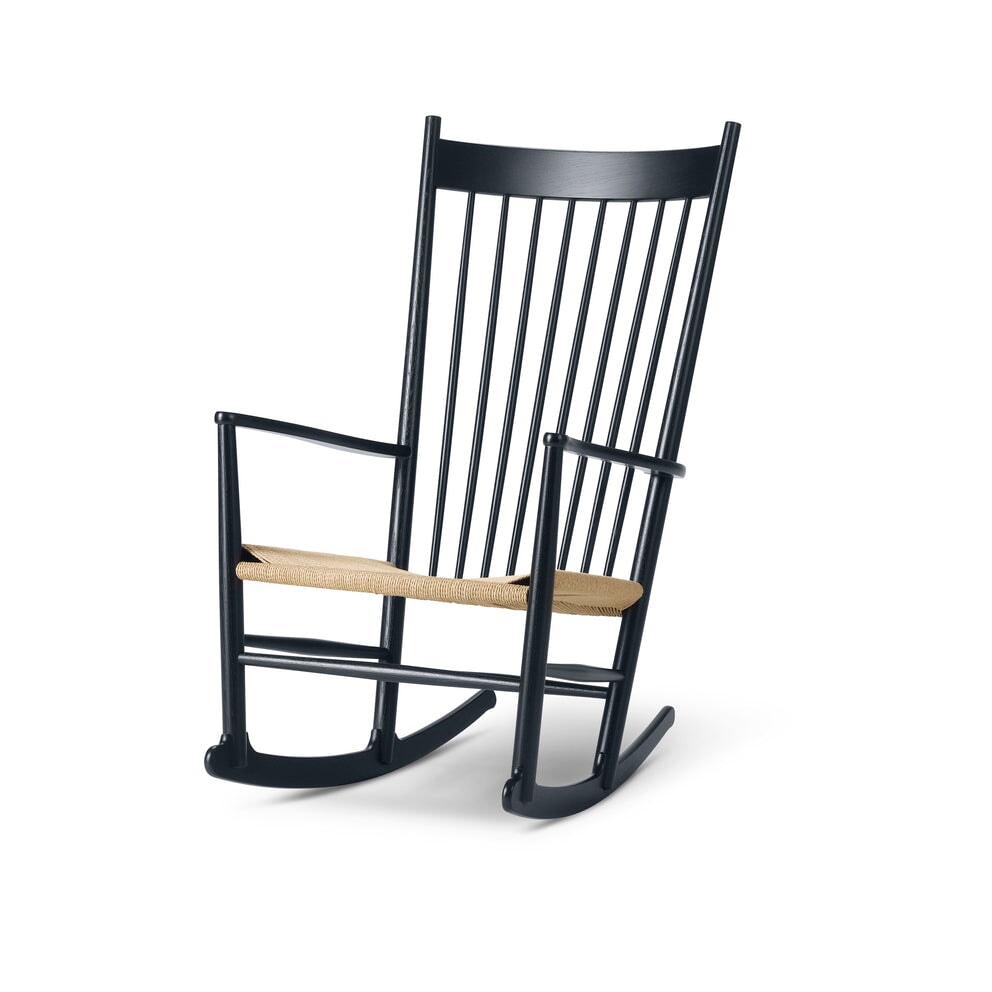 Wegner J16 Rocking Chair Lounge Chairs Fredericia Black Lacquered 
