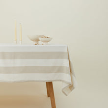 Load image into Gallery viewer, Essential Striped Tablecloth Tablecloths Hawkins New York Ivory/Flax 
