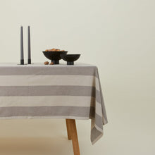 Load image into Gallery viewer, Essential Striped Tablecloth Tablecloths Hawkins New York Light Grey/Dark Grey 
