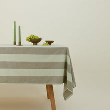 Load image into Gallery viewer, Essential Striped Tablecloth Tablecloths Hawkins New York Olive/Sage 
