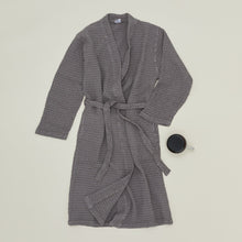 Load image into Gallery viewer, Simple Waffle Bath Robe Bath Towels Hawkins New York Dark Grey Small 
