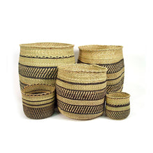 Load image into Gallery viewer, Iringa Woven Basket with Black Stripe Storage Baskets Powered by People 5 inch 
