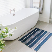 Load image into Gallery viewer, Aden Bath Mat - Navy / Natural Bath Mat Powered by People 
