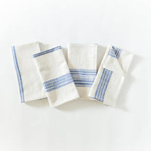 Load image into Gallery viewer, Aden Napkins, Natural / Blue - set of 4 Napkins + Rings Powered by People 
