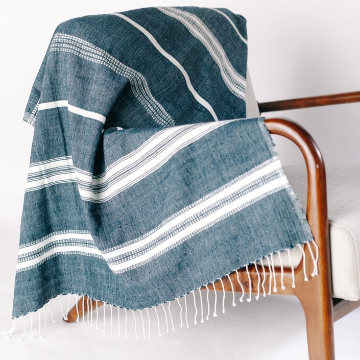 Aden Throw - Navy / Natural Throws Powered by People 