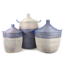 Load image into Gallery viewer, Large Two-Tone Basket - Navy + White Storage Baskets Powered by People 
