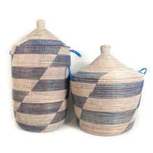 Load image into Gallery viewer, Medium Storage Basket - Blue Stripe Storage Baskets Powered by People 
