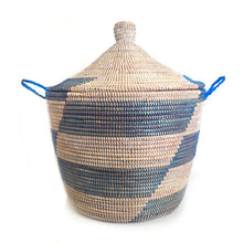 Load image into Gallery viewer, Low Storage Basket - Blue Stripe Storage Baskets Powered by People 
