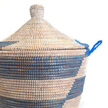 Load image into Gallery viewer, Low Storage Basket - Blue Stripe Storage Baskets Powered by People 
