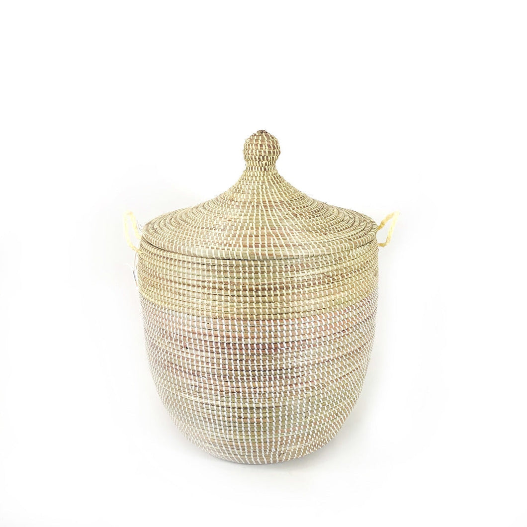 Medium Two-Tone Basket - Natural + White Storage Baskets Powered by People 