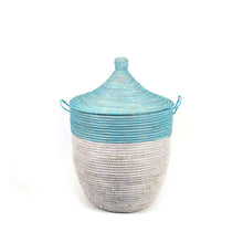 Load image into Gallery viewer, Medium Two-Tone Basket - Turquoise + White Storage Baskets Powered by People 
