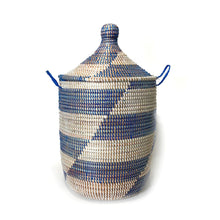 Load image into Gallery viewer, Medium Storage Basket - Blue Stripe Storage Baskets Powered by People 
