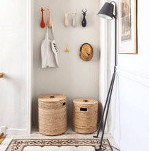 Load image into Gallery viewer, Malawi Basket with Wooden Handle Storage Baskets Powered by People 
