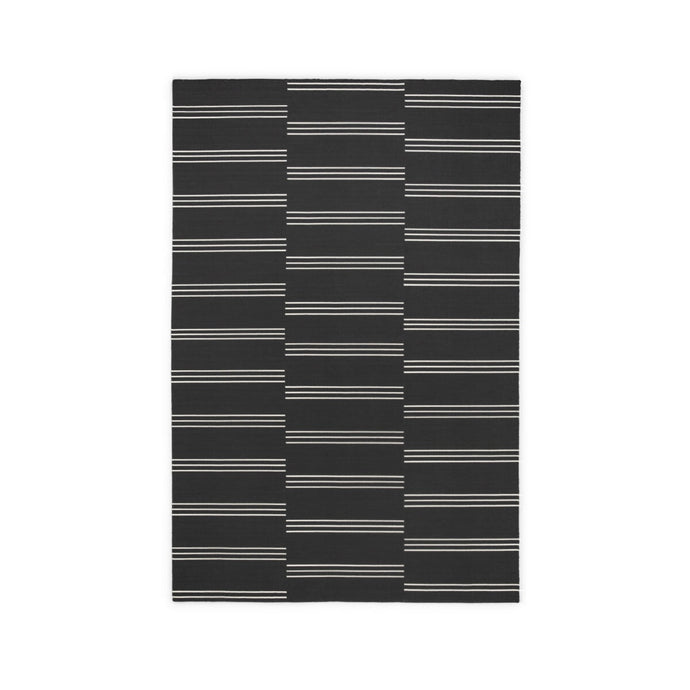 Stripes Area Rugs Nordic Knots Black 6' X 9' 