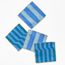 Load image into Gallery viewer, Cocktail Napkins, Double Sided Stripe - Set of 4 Napkins Tortuga Forma Marine 
