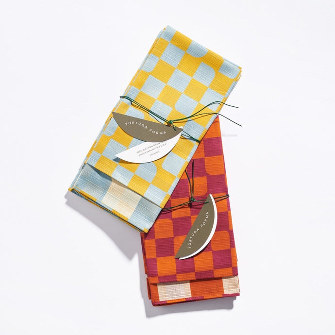 Dinner Napkins, Double-Sided Checker - Set of 4 Napkins Tortuga Forma 