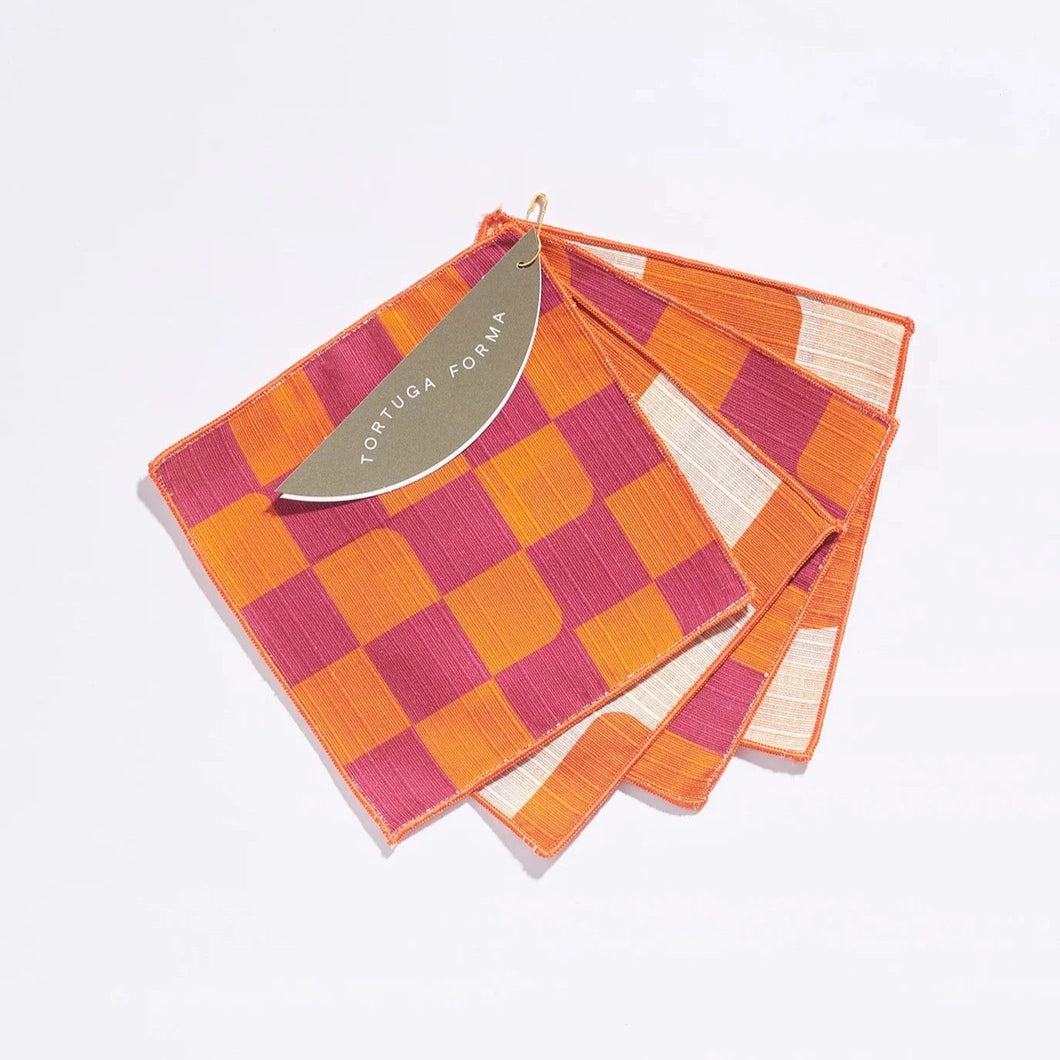 Cocktail Napkins, Double Sided Checker - Set of 4 Napkins Tortuga Forma Sunrise 