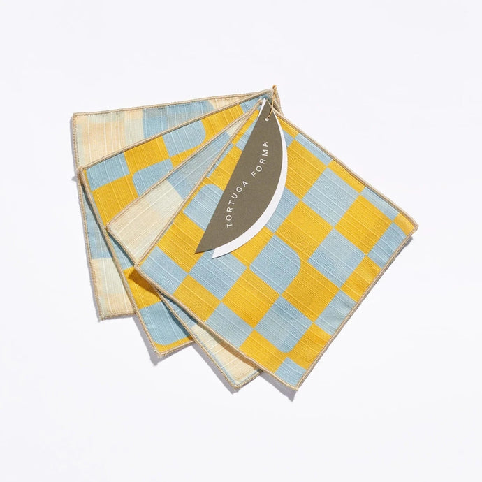 Cocktail Napkins, Double Sided Checker - Set of 4 Napkins Tortuga Forma Sky 